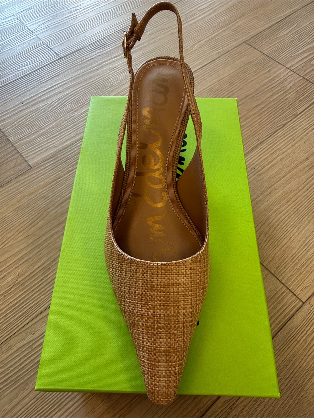 Sam Edelman Tan Woven Pointed Slingback Heel